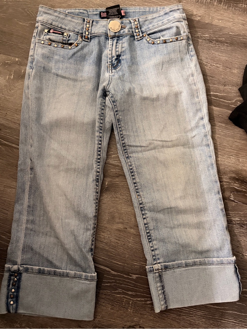 Vintage Bubblegum Light Blue Studded Cropped Jeans